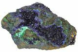 Sparkling Azurite Crystals with Malachite - Laos #170027-2